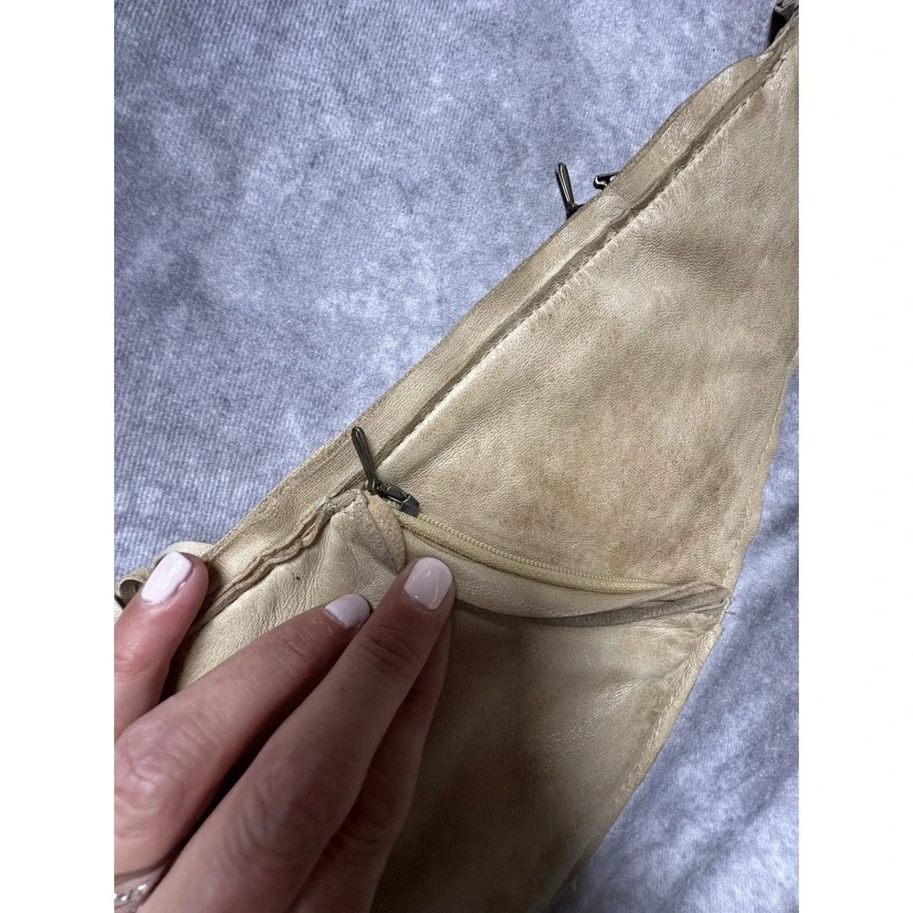 Authentic Sash Bag Leather‎ Fringe Crossbody Tan 10-Pocket Ergonomic India READ
